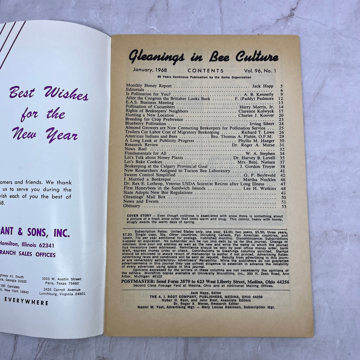 1954 Jan - Gleanings in Bee Culture Magazine - Bees Beekeeping Honey M33