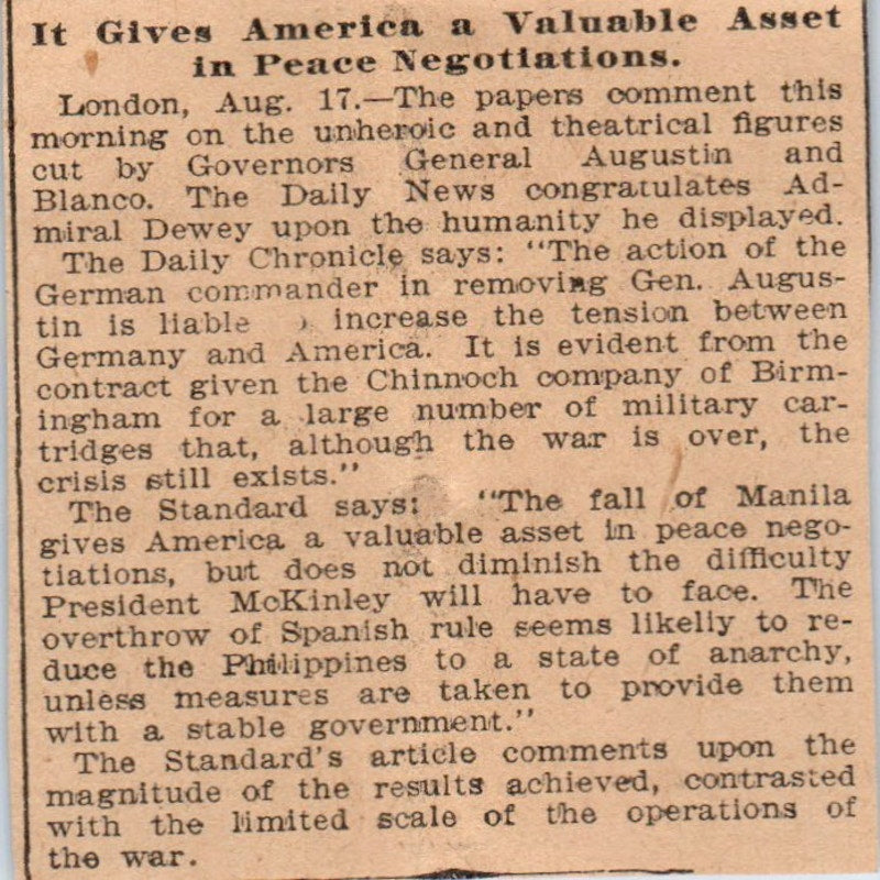 German Commander Removes Gen. Augustin St. Paul 1898 Newspaper Ad AF2-Q3