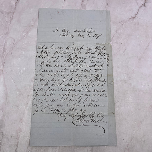 1857 Handwritten Letter Theo Dean Esq. Taunton MA D22