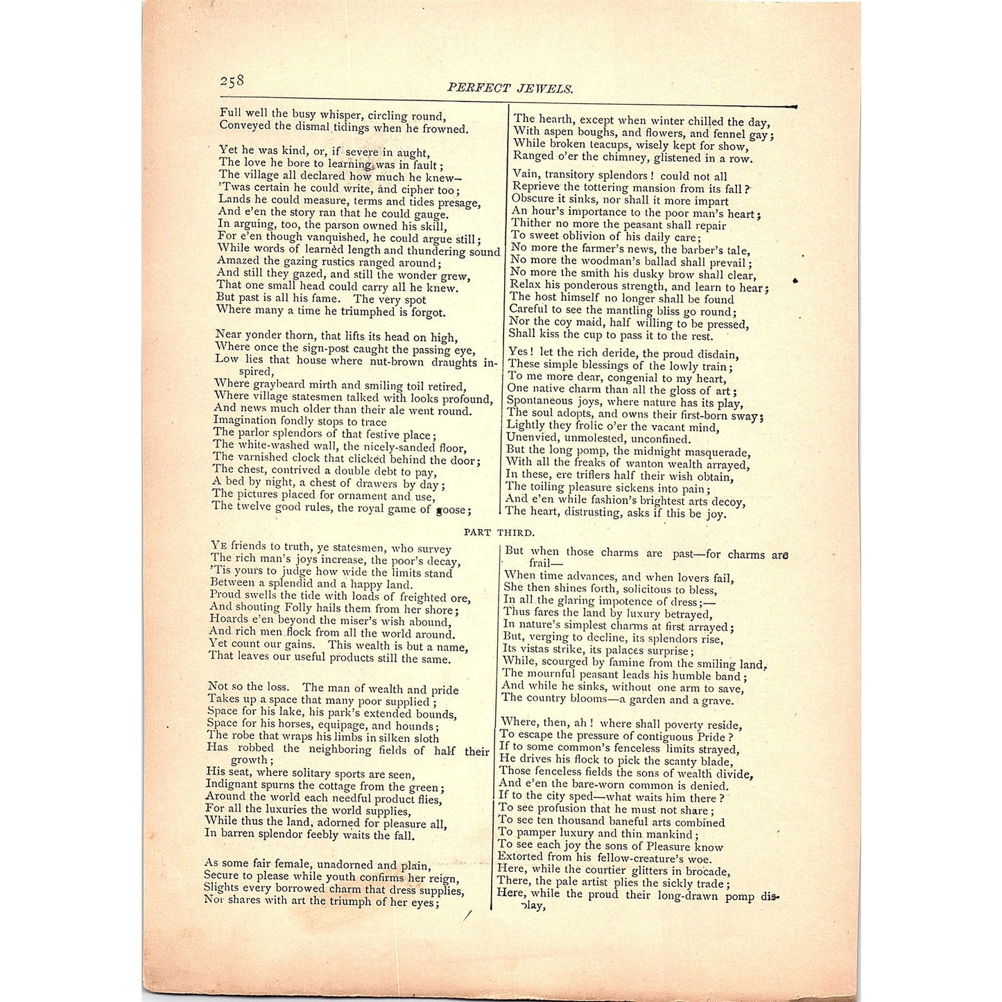 The Deserted Village Part First - Goldsmith 3 Pages 1884 Poem TA5-CJ-4