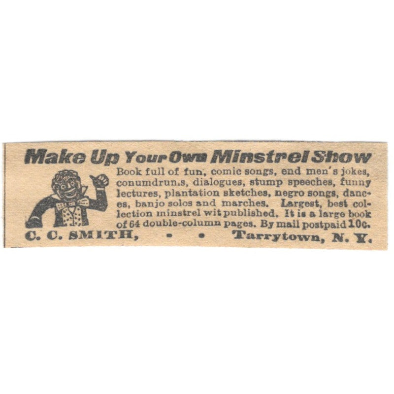 Make Your Own Minstrel Show C.C. Smith Tarrytown NY 1910 Magazine Ad AF1-SS9
