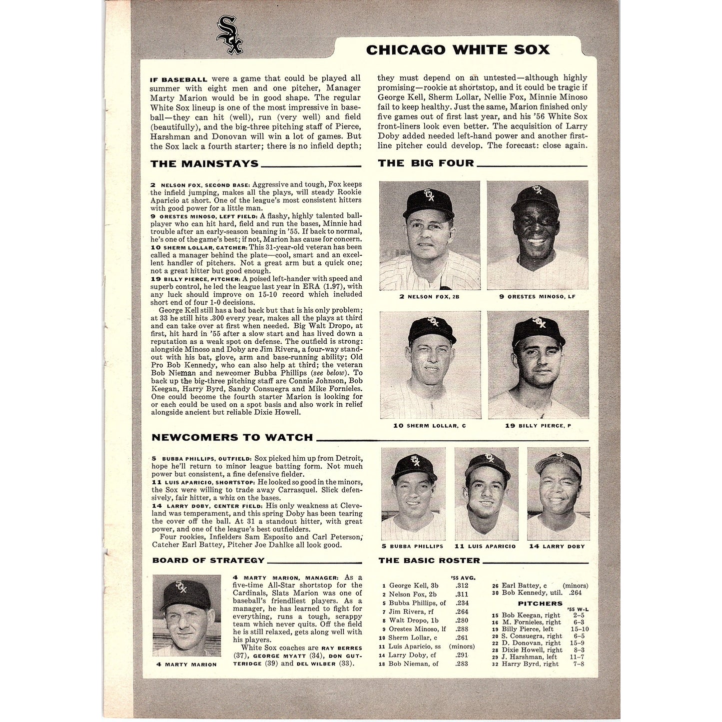 Boston Red Sox, Chicago White Sox Baseball Team Preview 1956 Article AG7-6