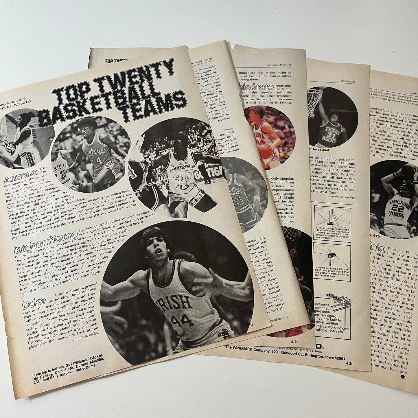 Top 20 College Basketball Teams by Curry Kirkpatrick 5 Page 1979 Article AG8-5