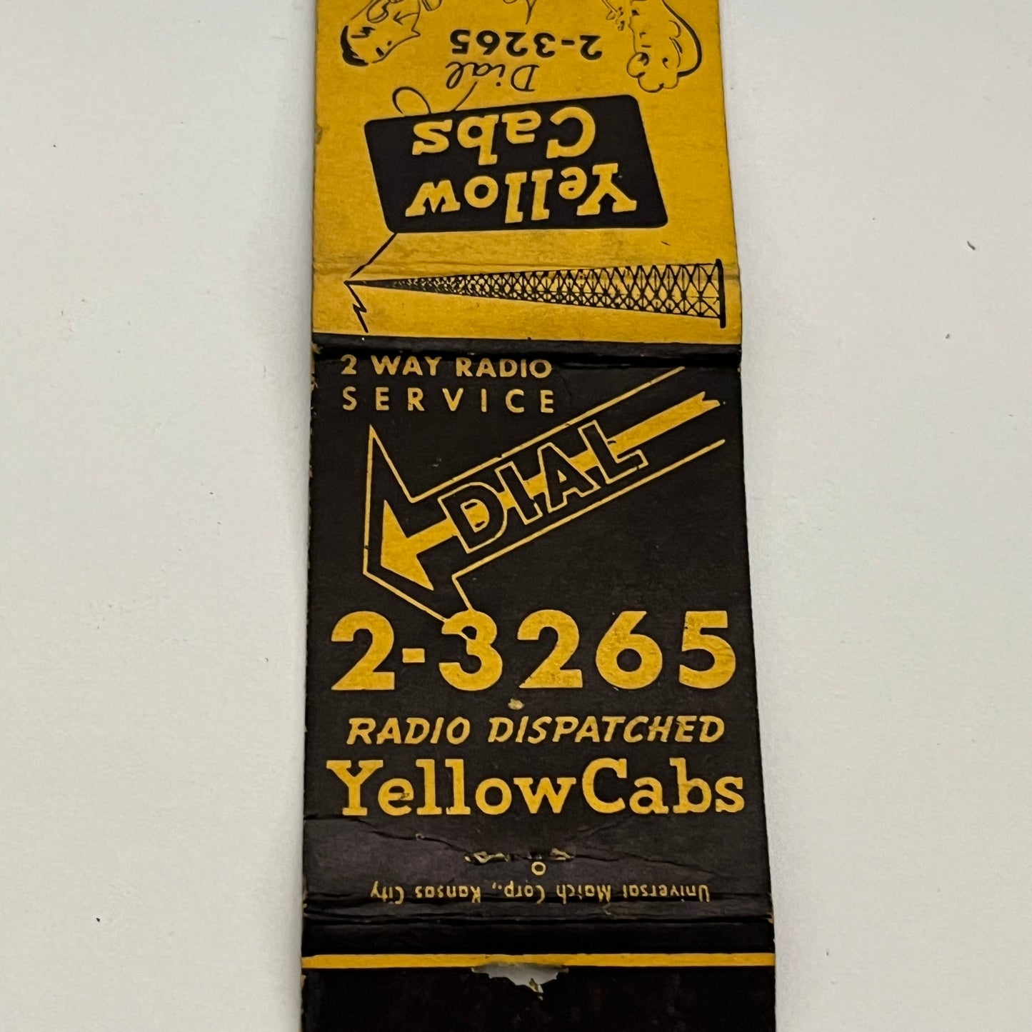 Yellow Cabs Radio Dispatched Lincoln NE Vintage Matchbook TB6-MB2-14