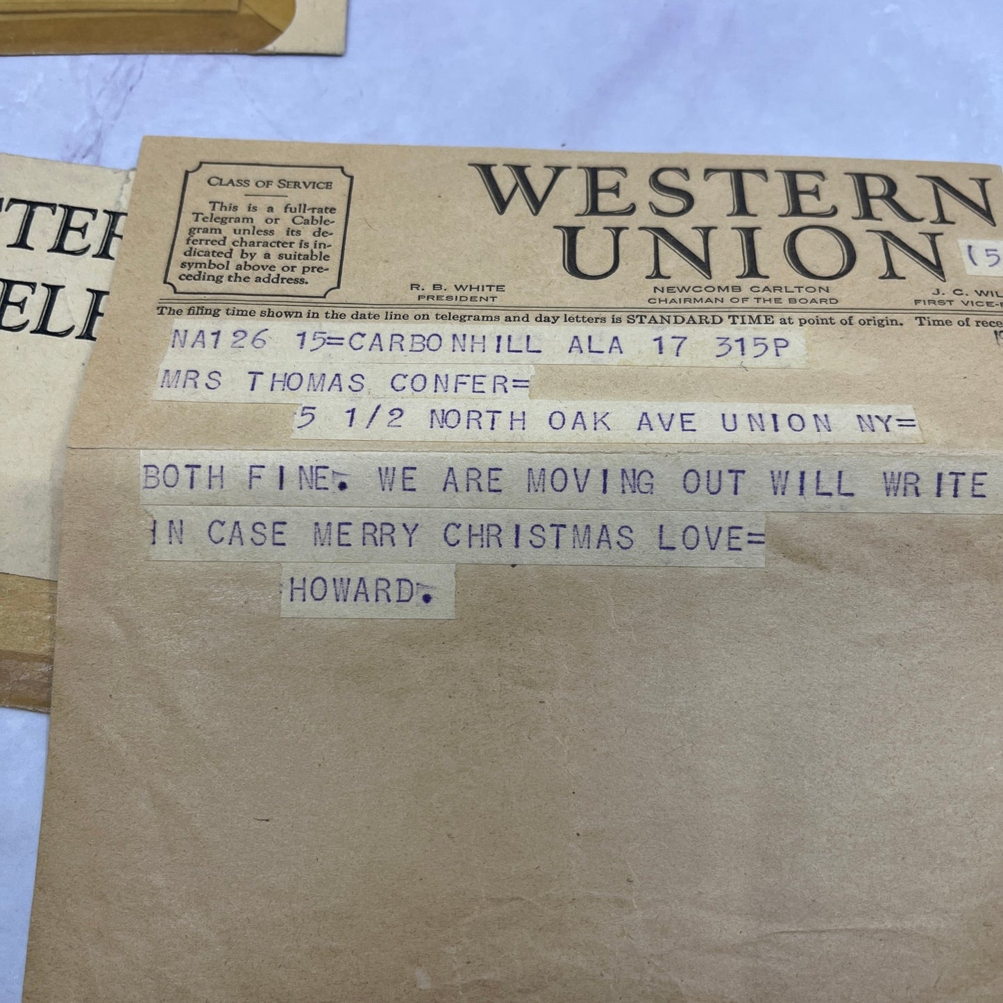 Howard Confer Honolulu to Mrs Thomas Confer NY 1940s Lot of 5 Telegrams TH2-MI1