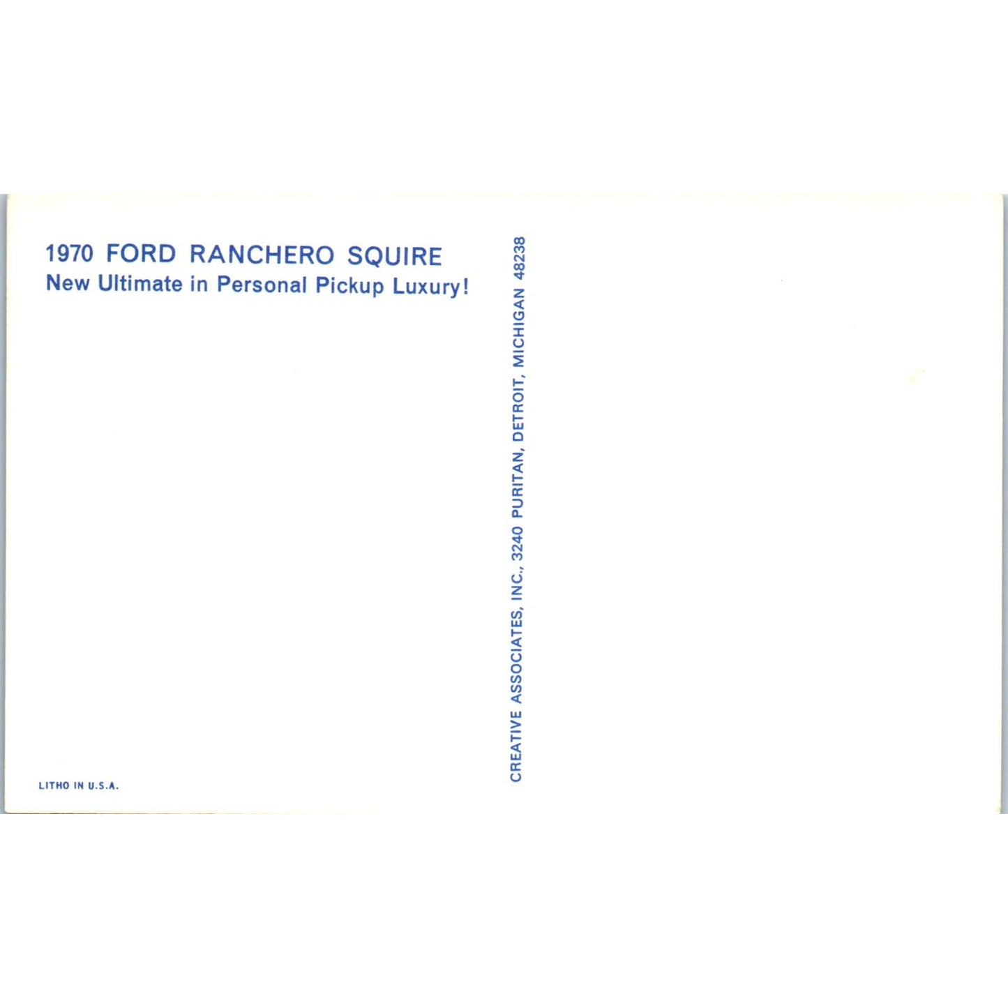 1970 Ford Ranchero Squire Wood Grain Vintage Postcard PC11