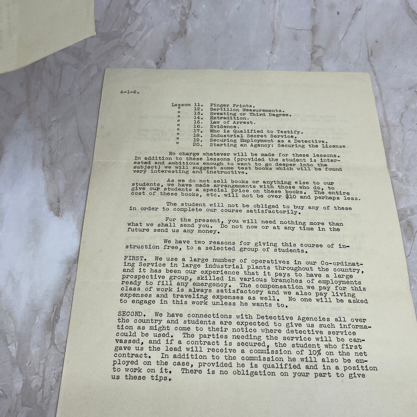 1926 The Clarke System Detective Home Study Course Ephemera Lot AE4