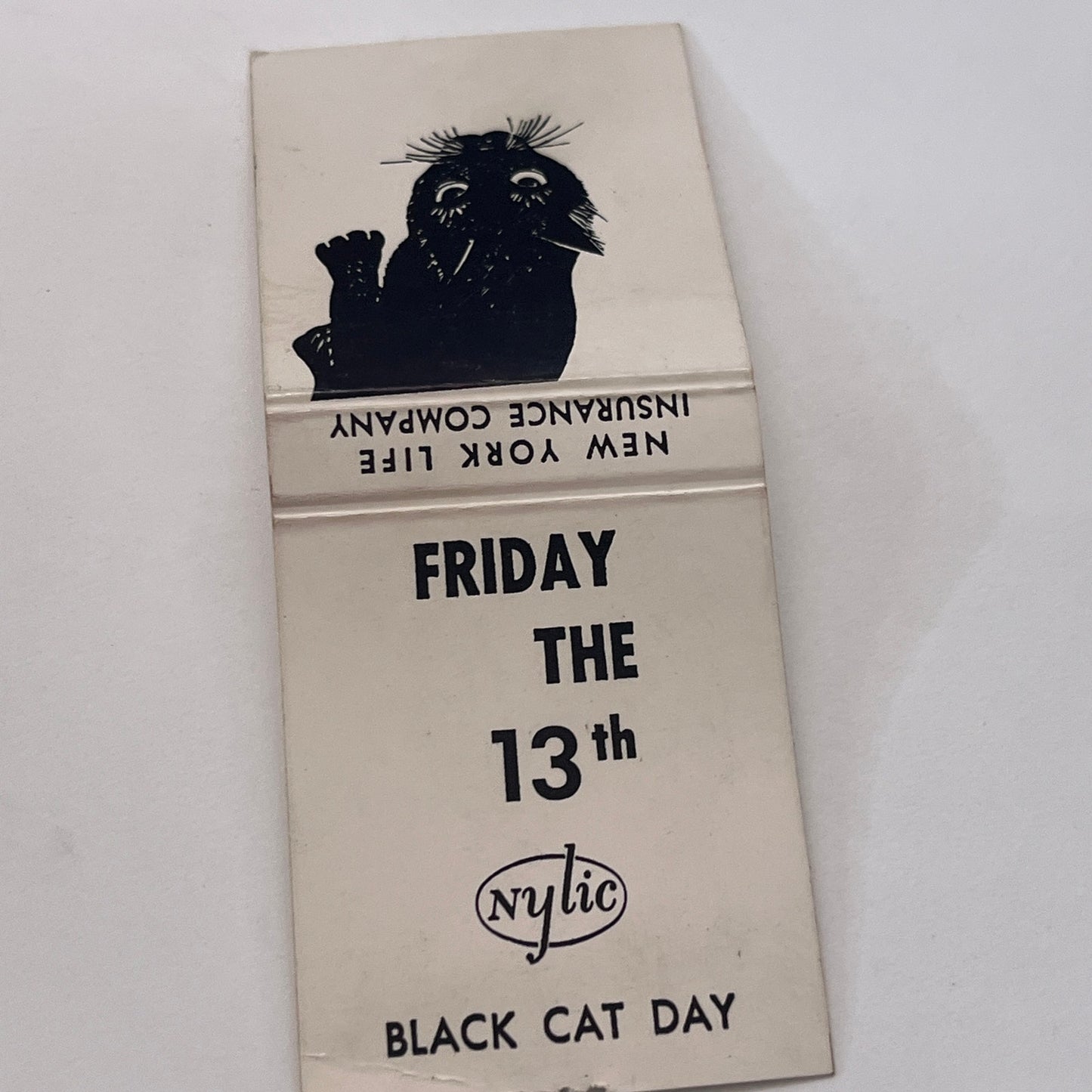 Black Cat Friday the 13th New York Life Ins Co Vintage Matchbook Cover TB8-MB-12