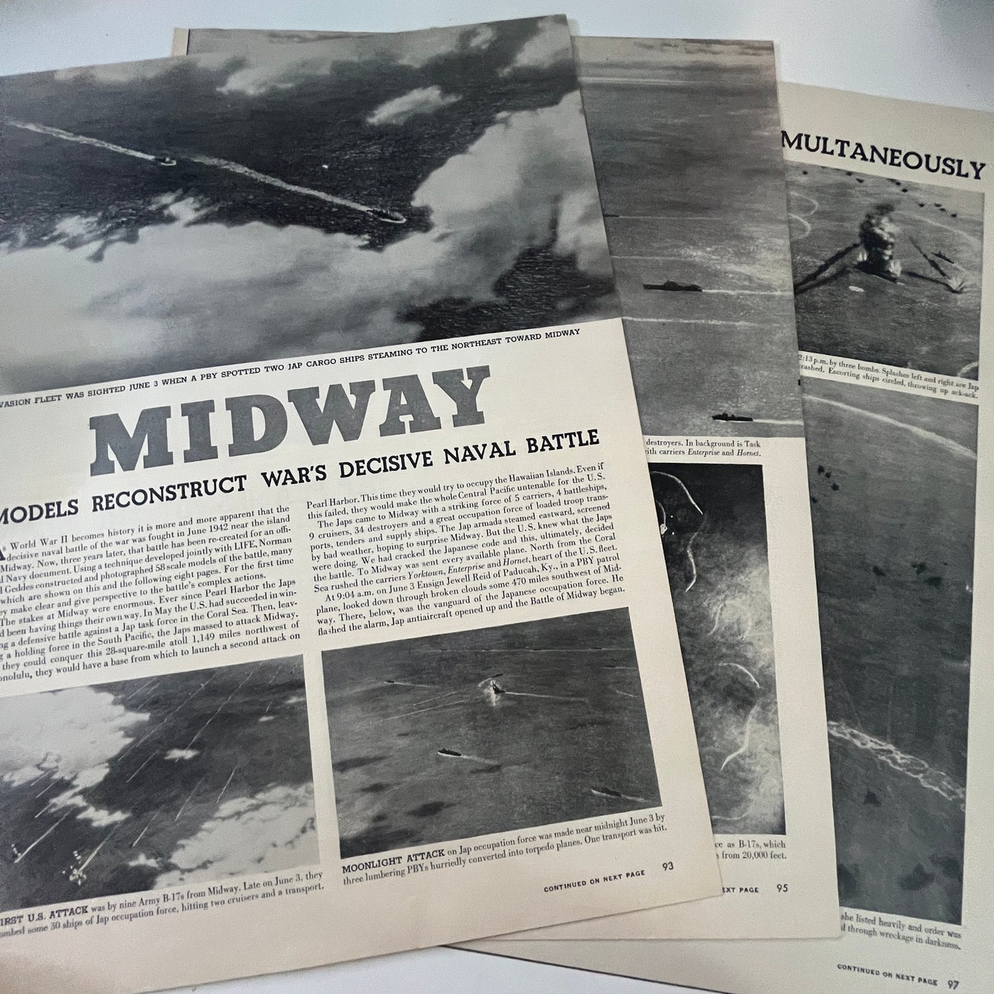Midway Models Reconstruct Naval Battle 4 Pages 1940s WWII Era Article V29-5