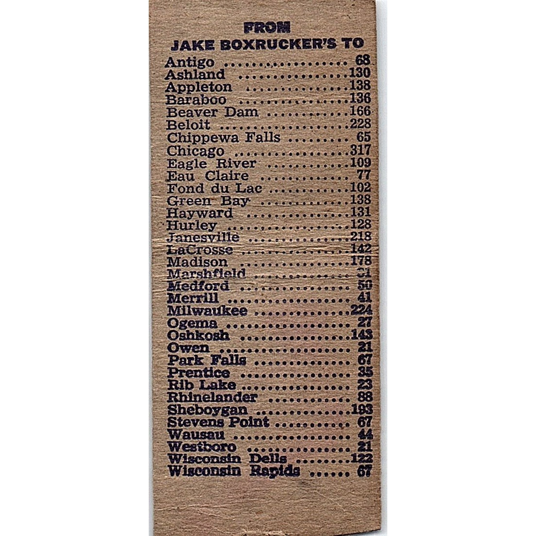 Jake Boxrucker Stetsonville WI Pinup Vintage Matchbook Cover SF3-Y9