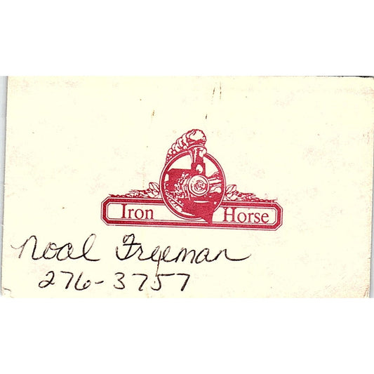 Iron Horse Train Noal Freeman Vintage Business Card TH2-B1