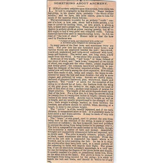 Something About Archery Roger Ascham 3 Pages 1878 Article AG2-7