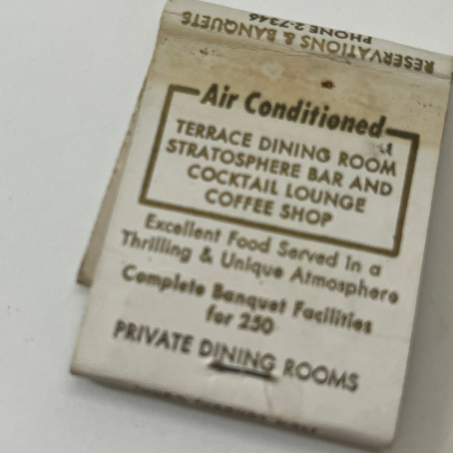 Terrace Dining Room Bradley Field Windsor Locks CT Vtg Matchbook Cover TB8-MB-8