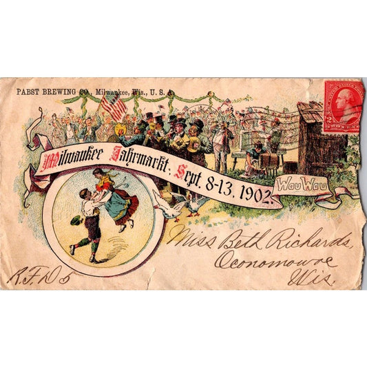 1902 Milwaukee WI Jahrmarkt Pabst Brewing Co Envelope Beth Richards AI9-H3