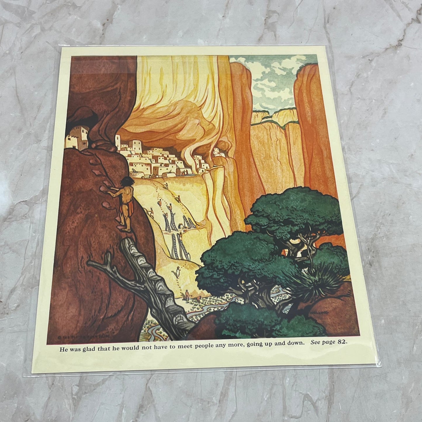 H.C Holling 1935 Childrens Art Print Pueblo Indians Grand Canyon Southwest FL6-9
