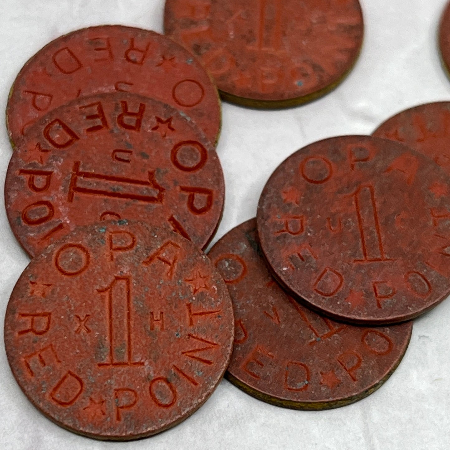 1940s WWII OPA Red 1 Point Ration Token Chit Lot of 8 SE2
