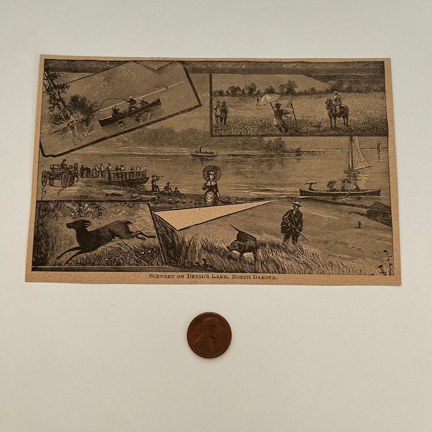 Scenery on Devil's Lake, North Dakota 1894 Art Engraving SAG4-8