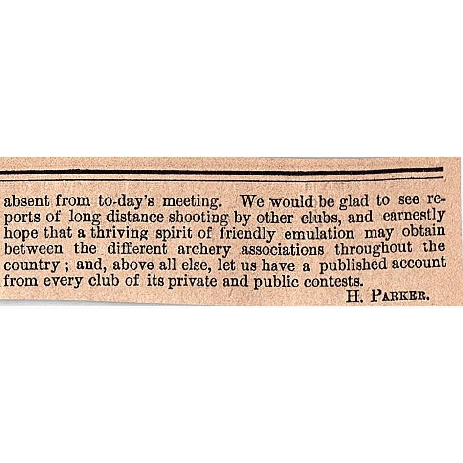 Nov 13 1878 Highland Park Archery Club Match Result - 2 Pages 1878 Article AG2-7