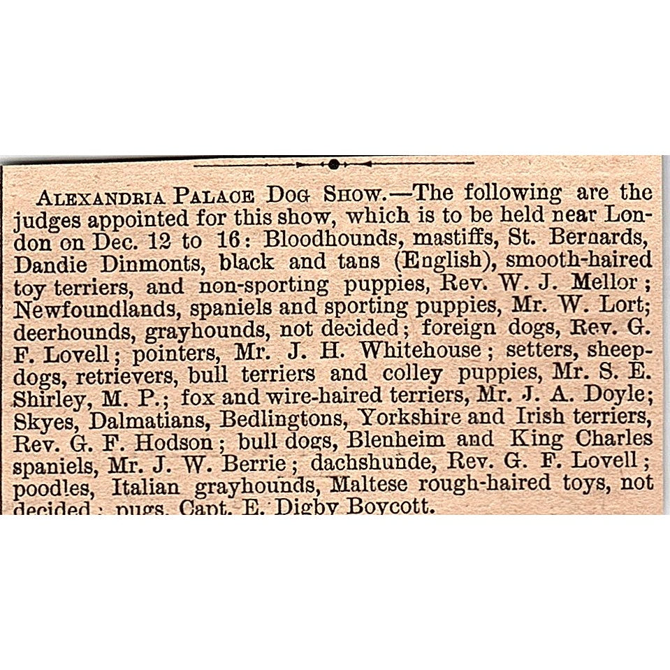 Dec 1878 Alexandra Palace Dog Show London England 1878 Article AG2-M8