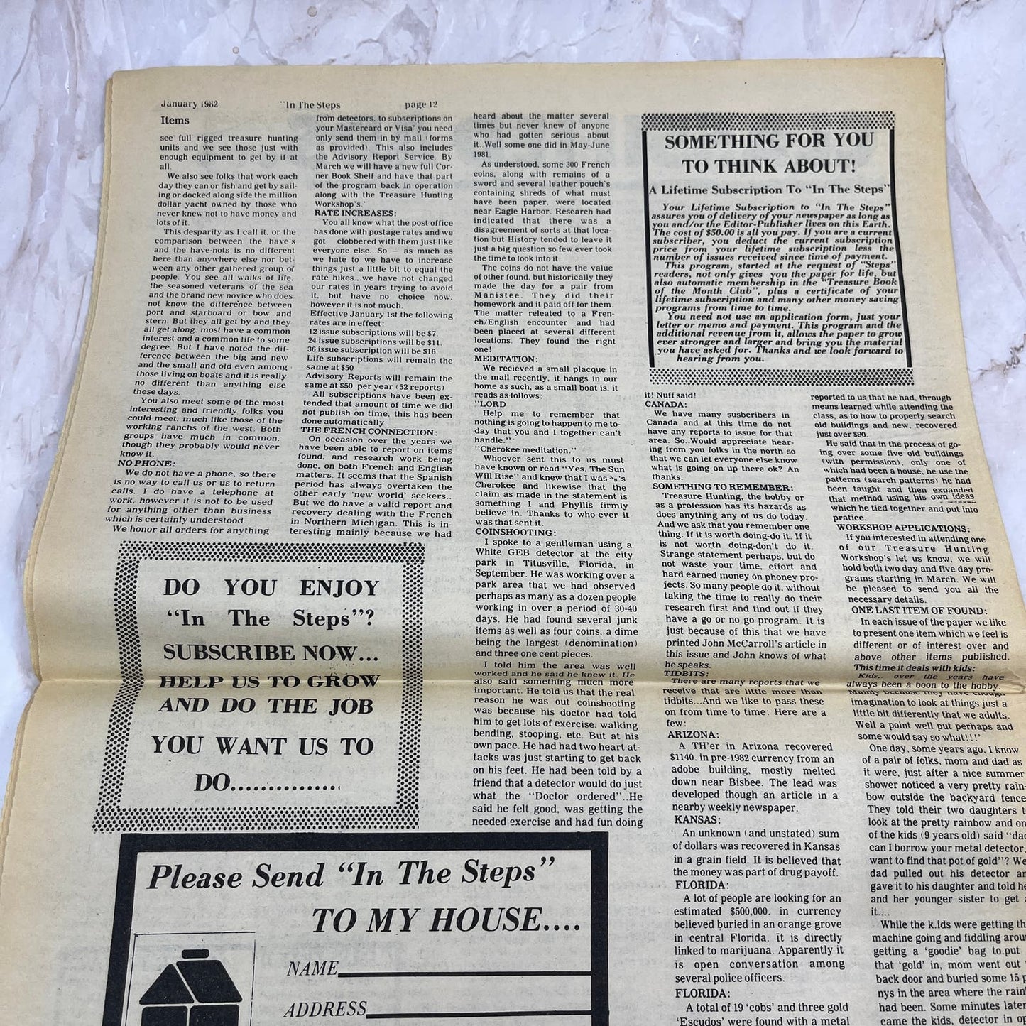 1982 Jan - In the Steps of the Treasure Hunter Newspaper - Indiantown FL M11