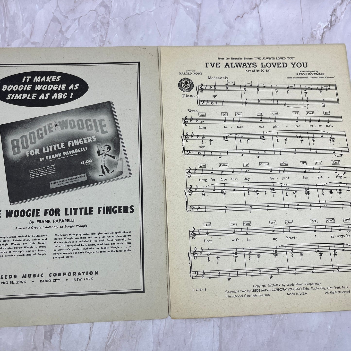I've Always Loved You Harold Rome Aaron Goldmark Antique Sheet Music Ti5