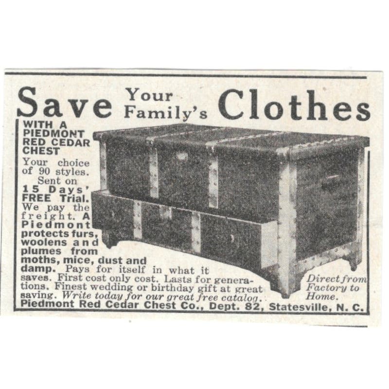 Piedmont Red Cedar Chest Co Statesville NC 1918 Magazine Ad AF1-SS3