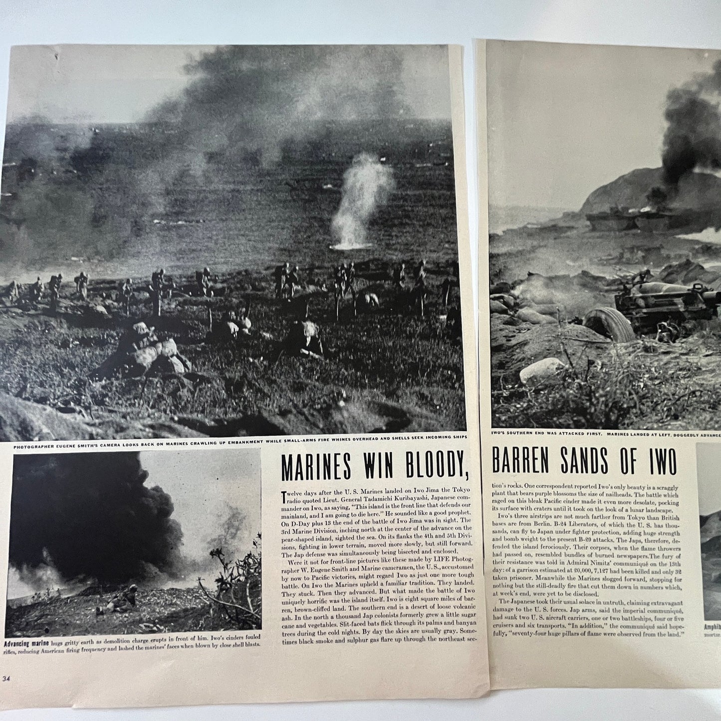 Marines Win Bloody Iwo Jima 3 Pages 1940s WWII Era Article V29-5