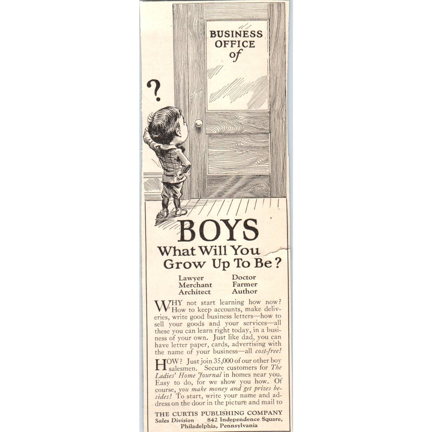 Salesman Training for Boys Te Curtis Publishing Co 1924 Magazine Ad AF7-LJ1