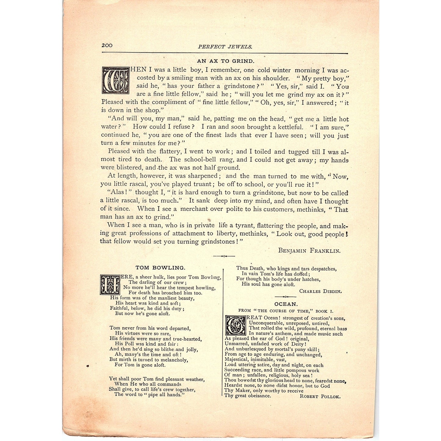 The Cloud Percy Bysshe Shelley, An Axe to Grind Ben Franklin 1884 Poem TA5-CJ-2