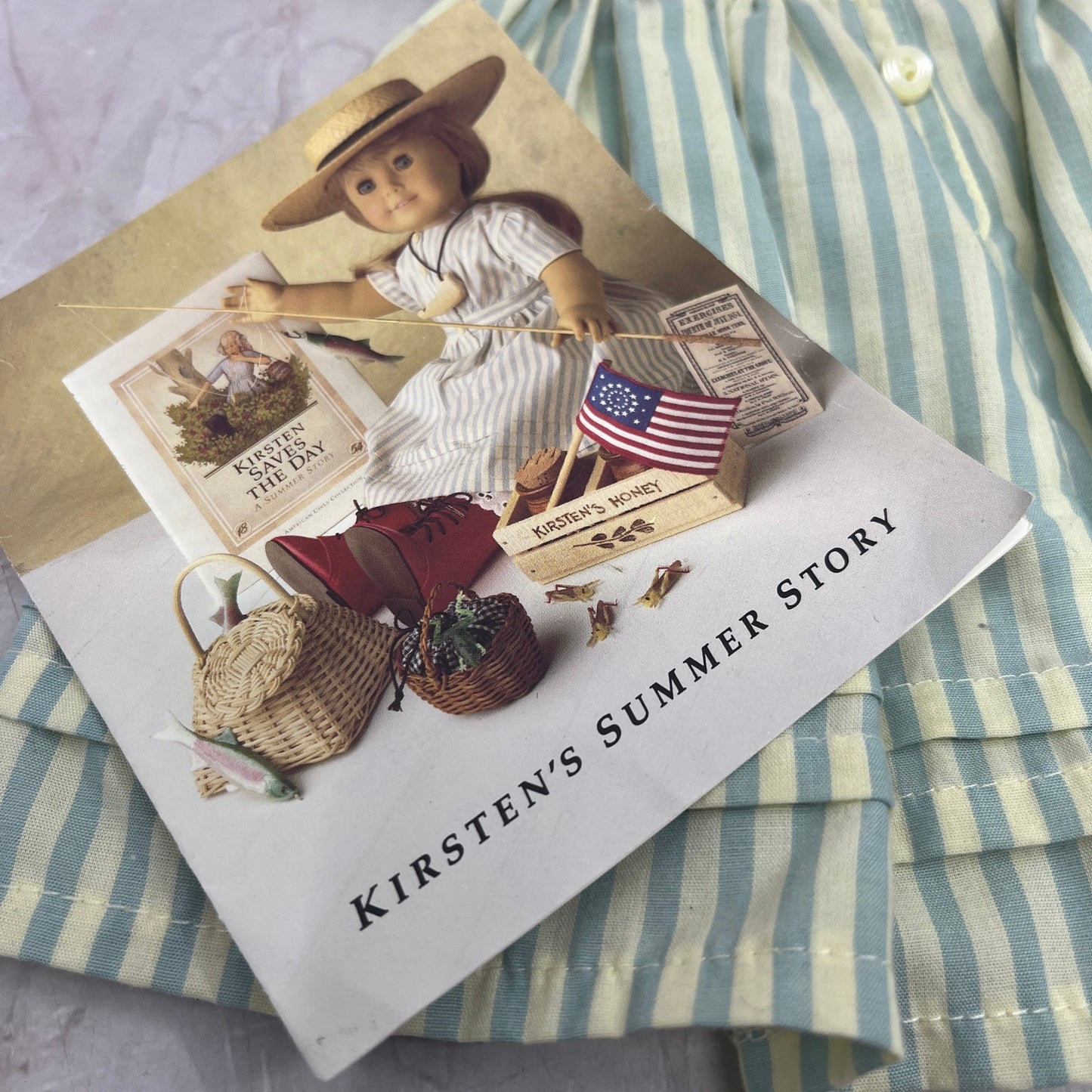 Kirsten's Summer Story Blue Striped Dress & Hat Kirsten American Girl Complete