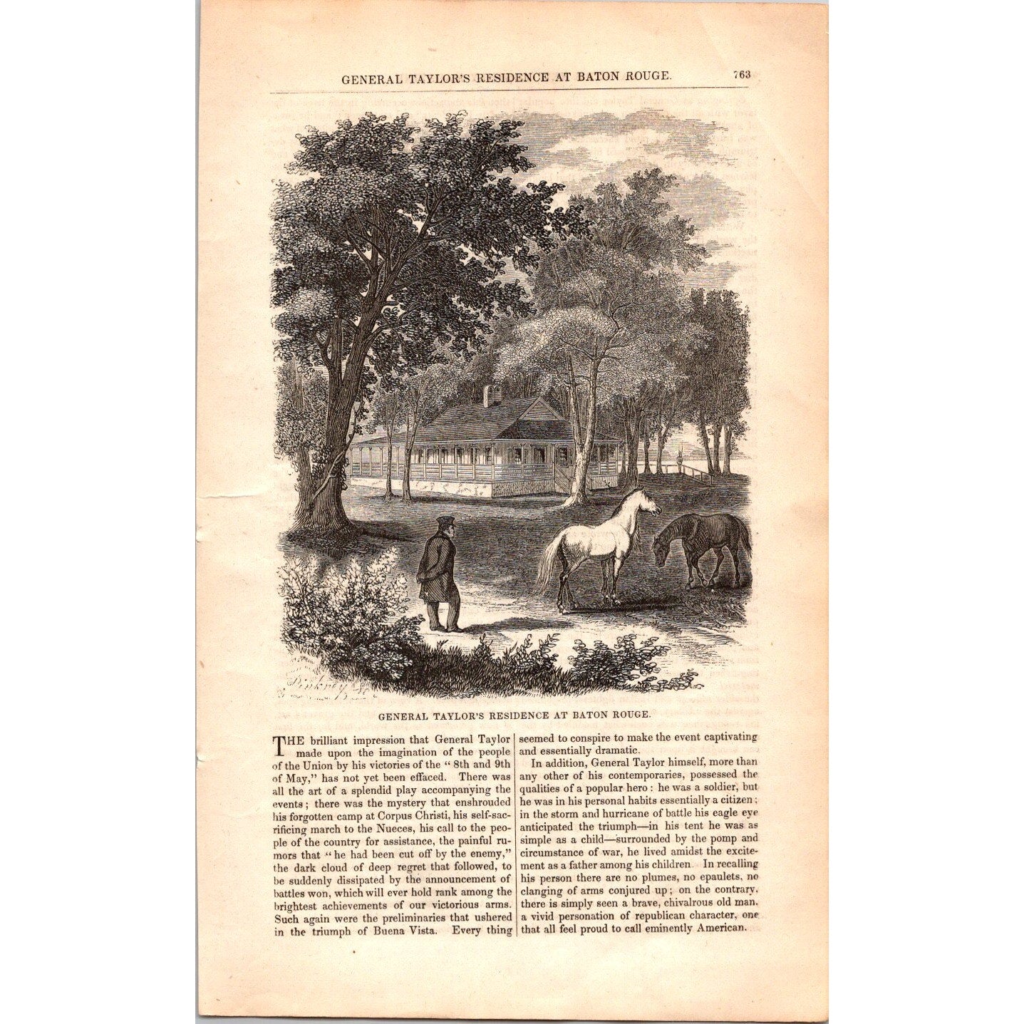 General Taylor's Residence at Baton Rouge LA 2 Pages 1854 Article I19
