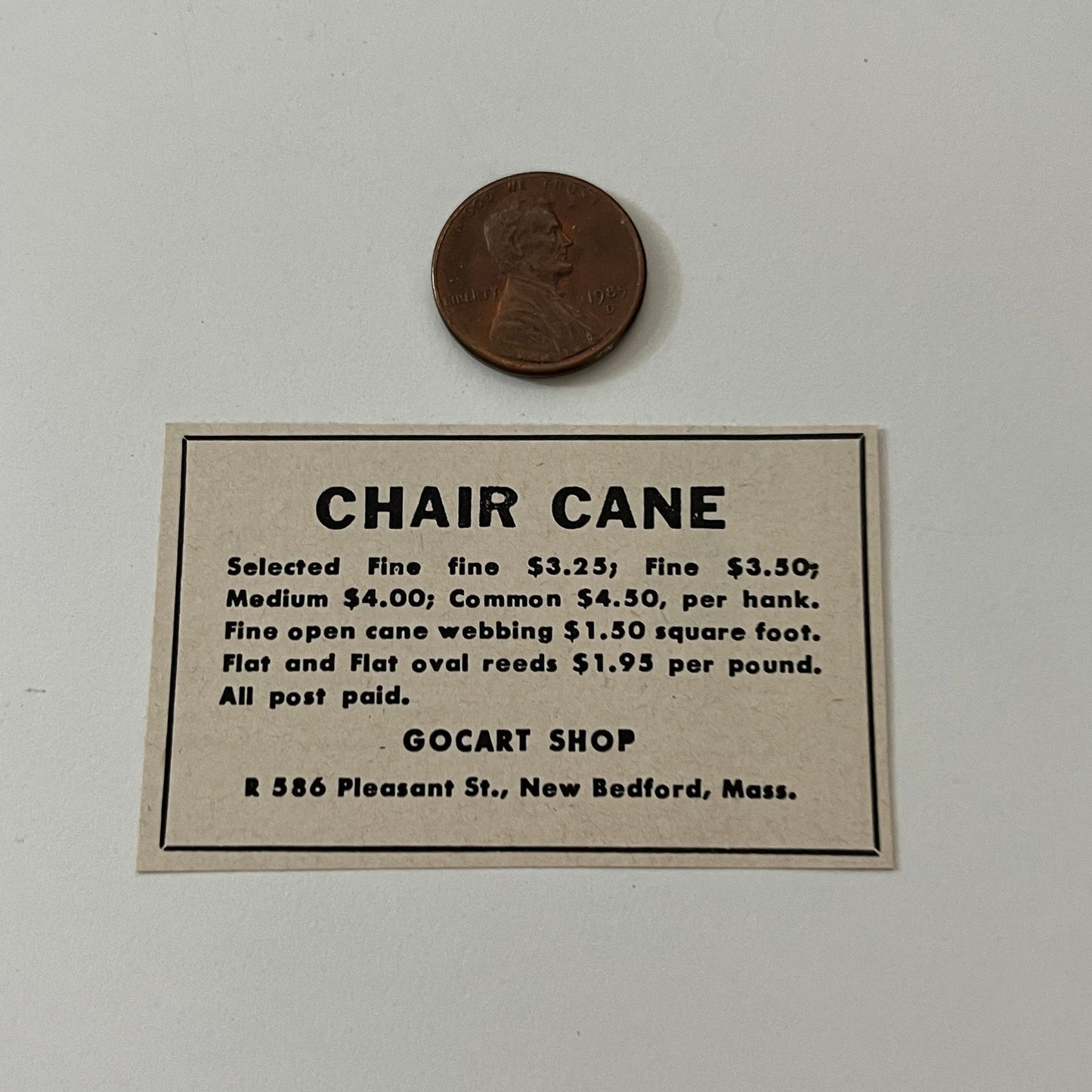 Gocart Shop Chair Cane New Bedford MA 1952 Yankee Magazine Ad SAG5-S2