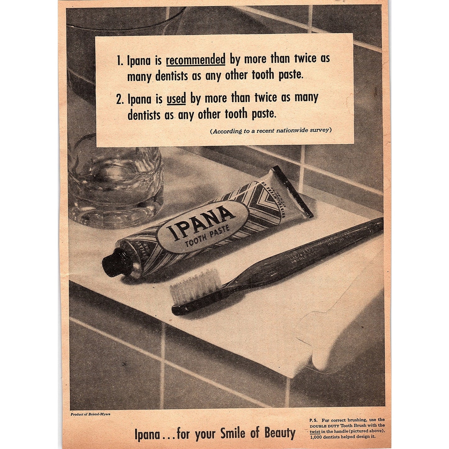 Ipana Toothpaste For Your Smile of Beauty - Bristol-Myers 1948 Ad AF8-1