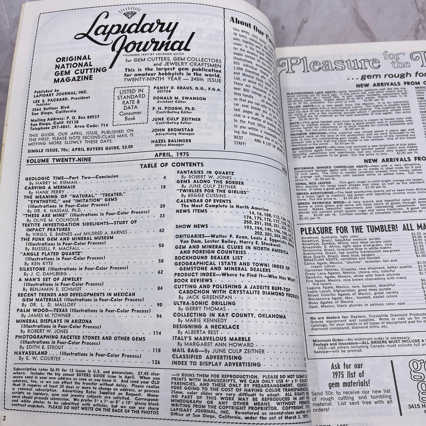 29th Rockhound Buyers Guide - Lapidary Journal Magazine - Apr 1975 M26