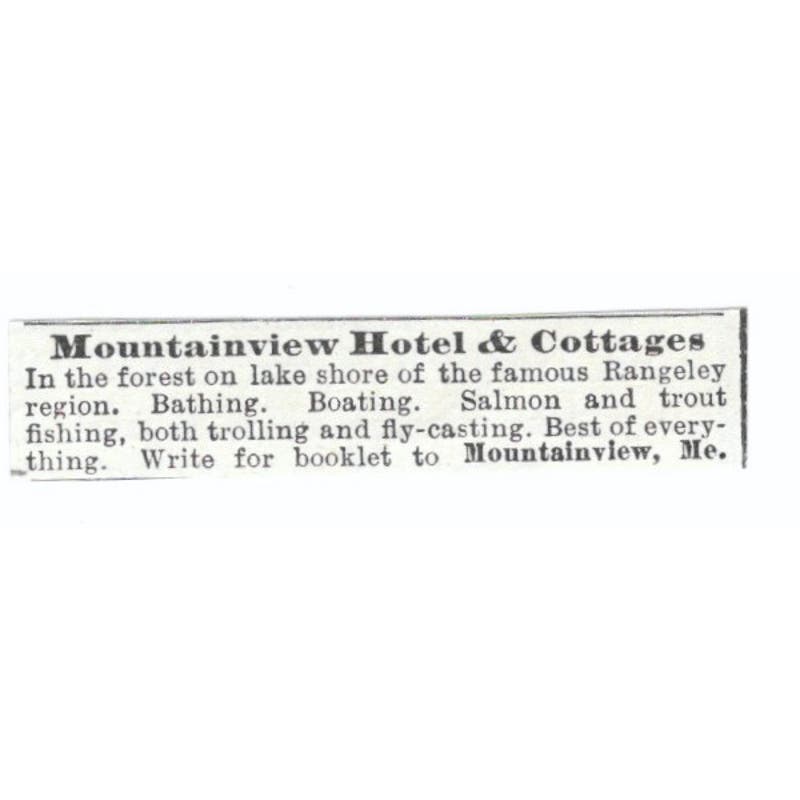 Mountainview Hotel & Cottages Maine c1918 Original Advertisement AE5-SV5