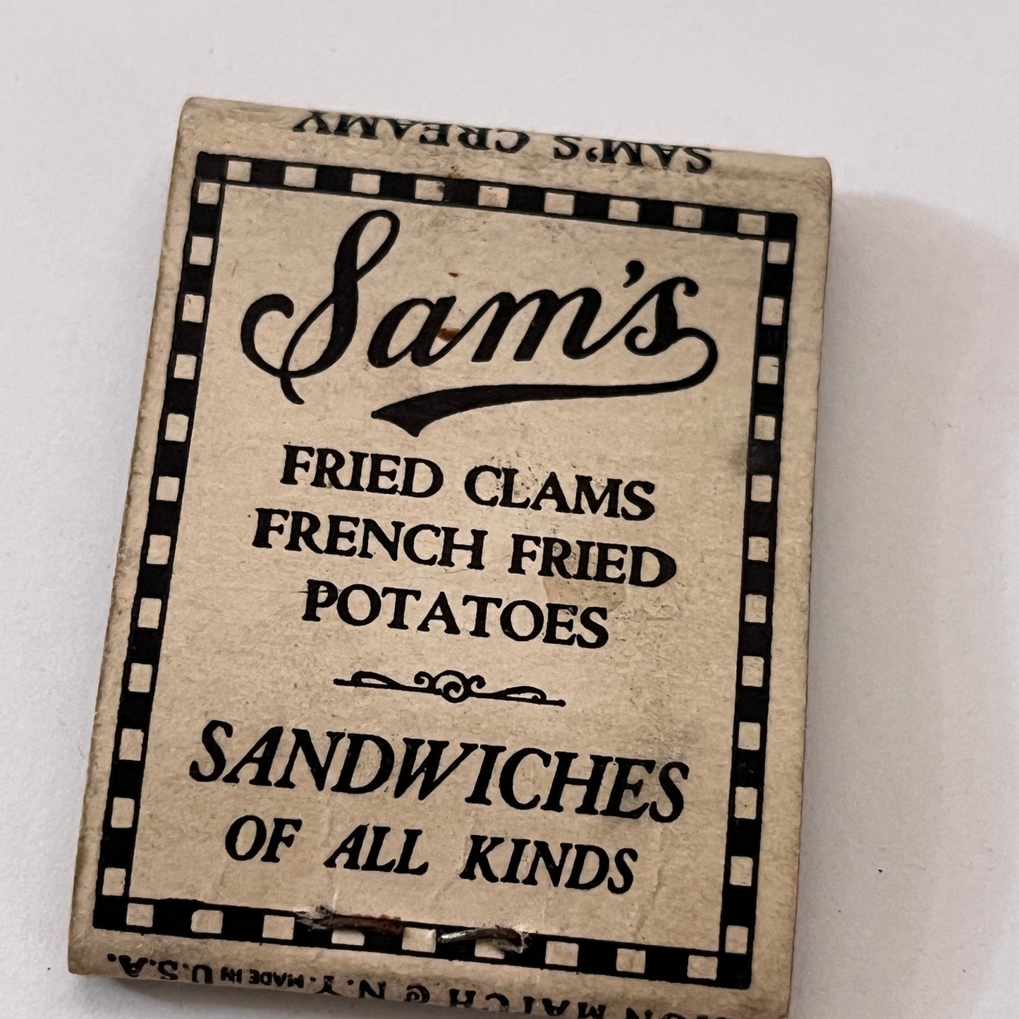 Sam's Fried Clams Superb Ice Cream Wollaston Nantasket Beach Matchbook TB6-MB1-6