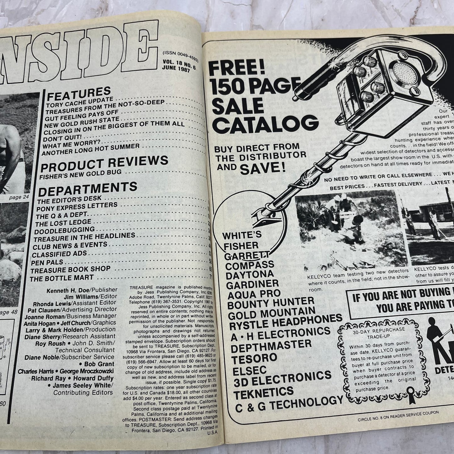 1987 June - Treasure Magazine - Treasure Hunting Metal Detecting Gold Coins M10