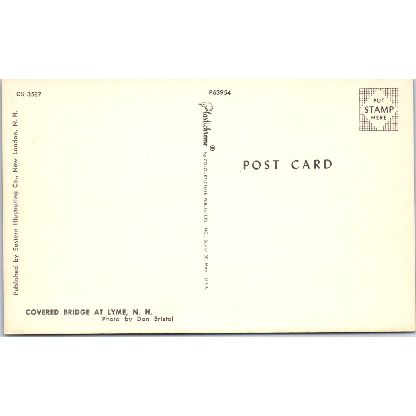 Covered Bridge at Lyme New Hampshire Covered Bridge Postcard PB13