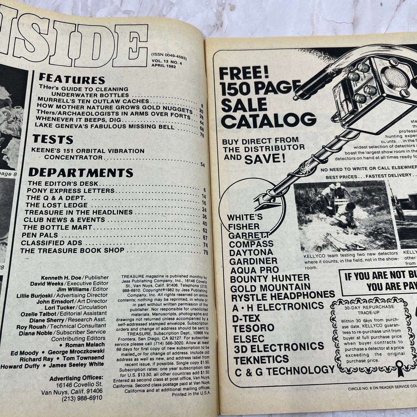 1982 April - Treasure Magazine - Treasure Hunting Metal Detecting Gold Coins M10