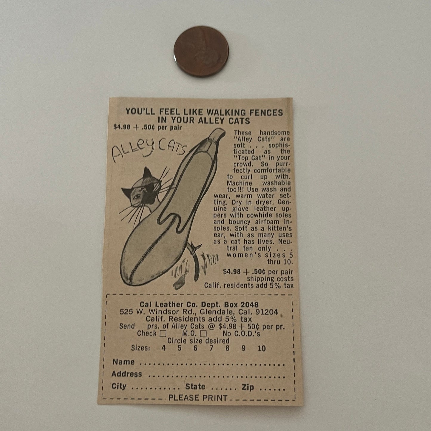 Cal Leather Co. Alley Cats Windsor Rd. Glendale CA 1971 Magazine Ad SAG4-M2