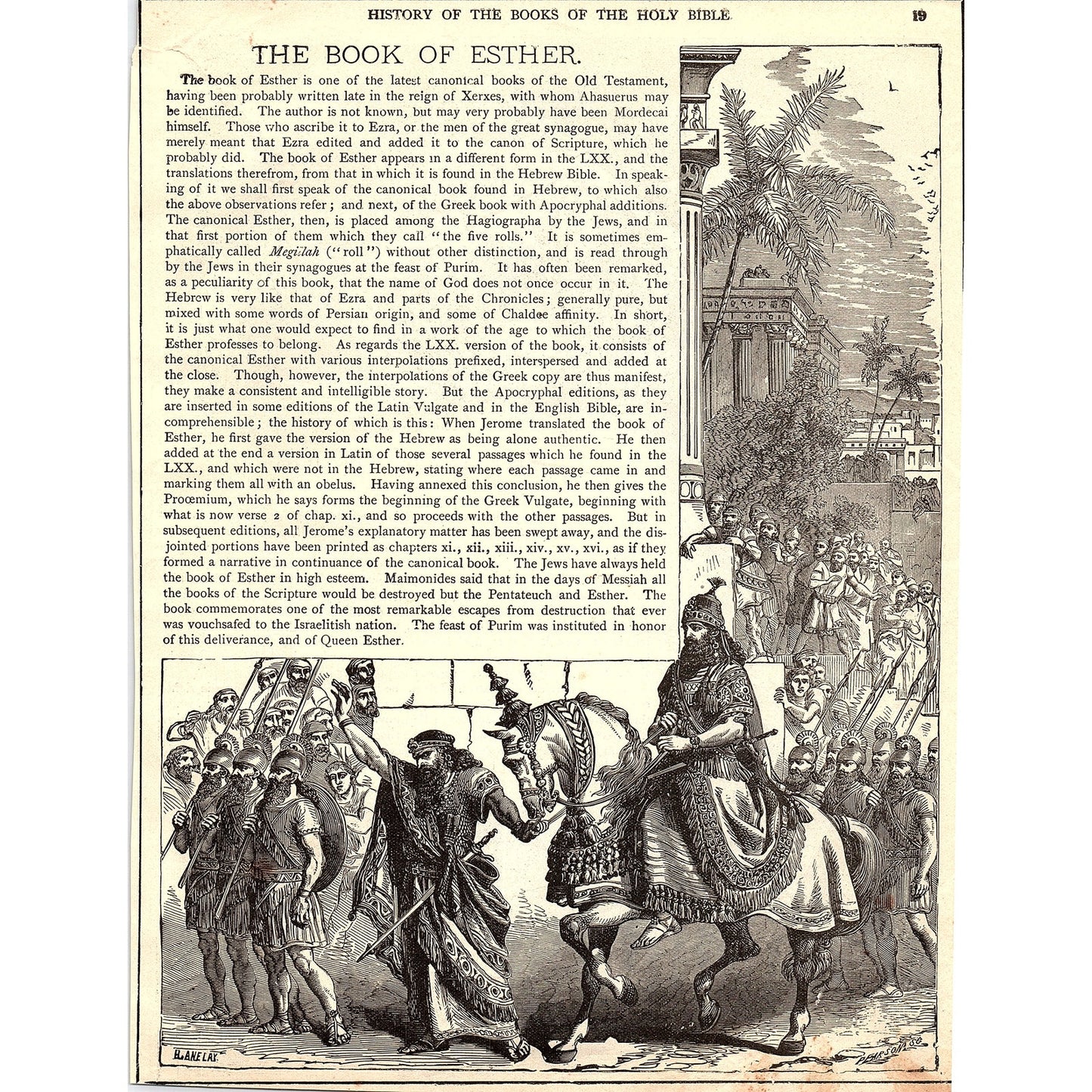 The Books of Job and The Book of Esther 1892 Bible Engraving SAG4-9