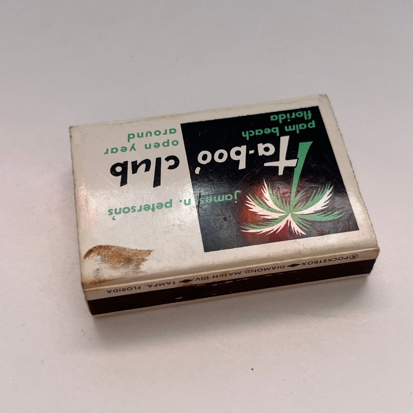 James N Peterson's Ta-Boo Club Palm Beach FL Vintage Matchbox TB6-MB3