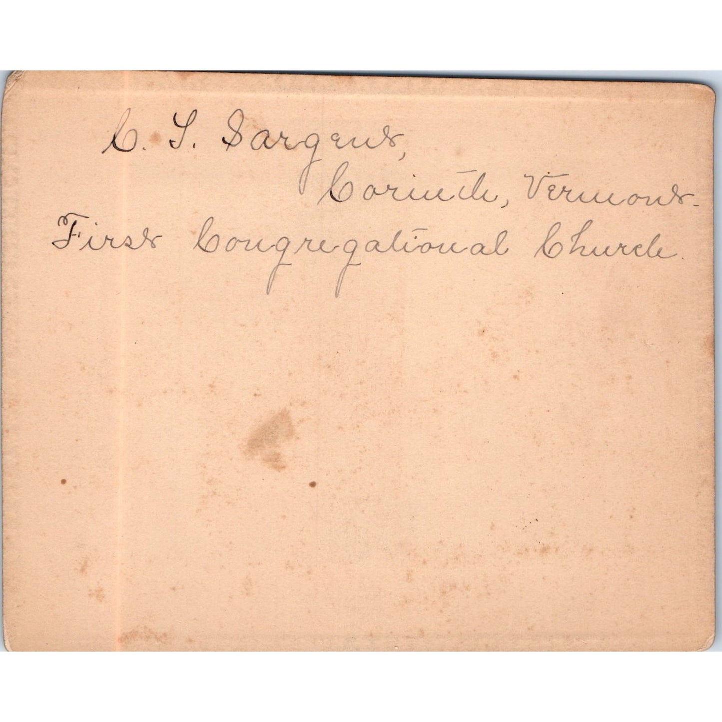1880s C.L. Sargent First Congregational Church Corinth VT Photo 3x4 AF7-E7