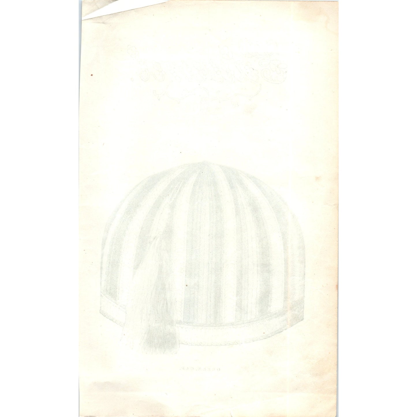 Pre-Civil War Fashion Greek Cap Hand Tinted 1857 Original Engraving D19-5