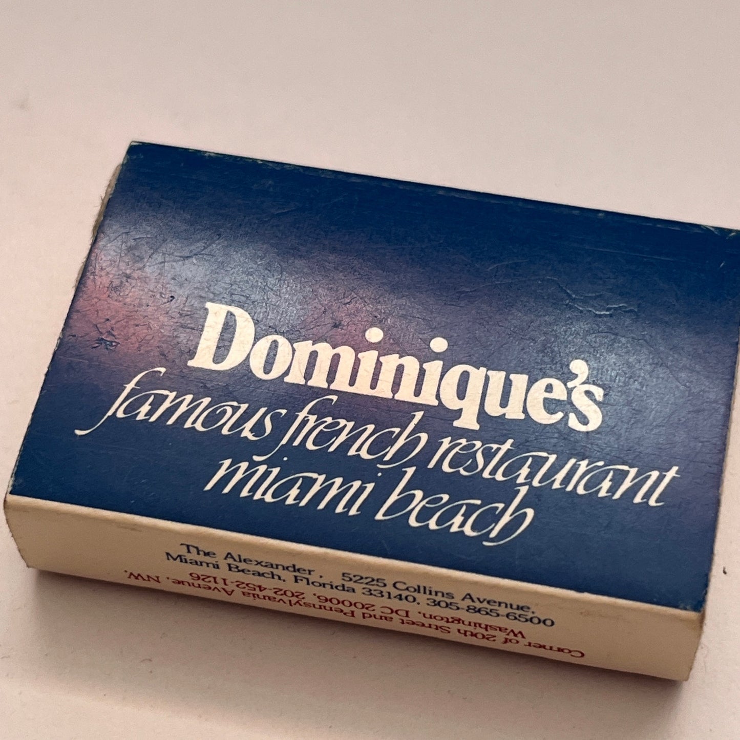 Dominique's Famous French Restaurant Miami Beach FL Vintage Matchbook TB6-MB3