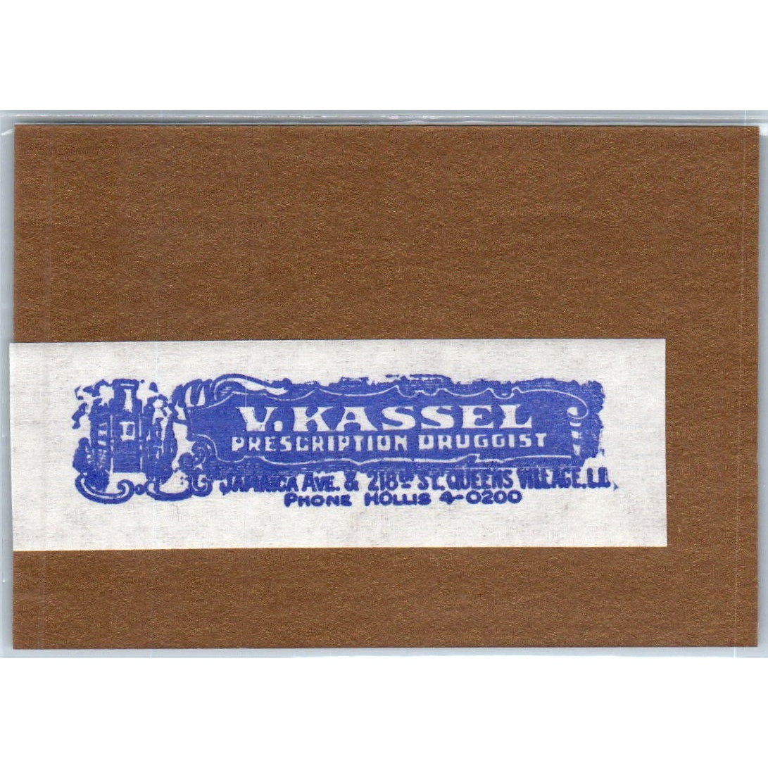 V. Kassel Druggist Queens Village Long Island NY Antique Apothecary Label TH2-AL