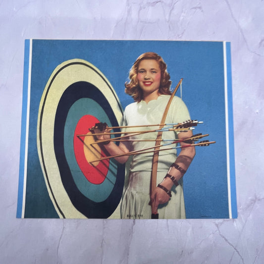 Retro Kitsch Lady Archer Archery Lithograph 7.5x9" Art Print V22
