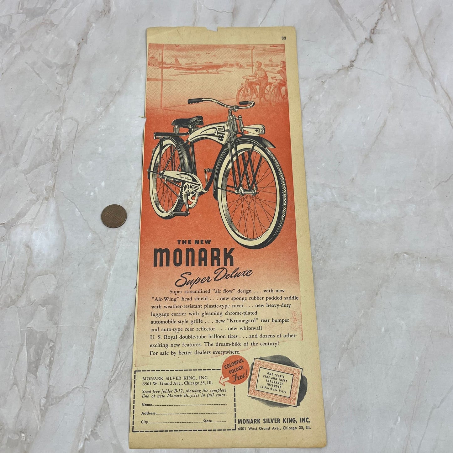 Monark Super Deluxe Bicycle Free Folder 4.5x12 Magazine Advertisement FL6-6