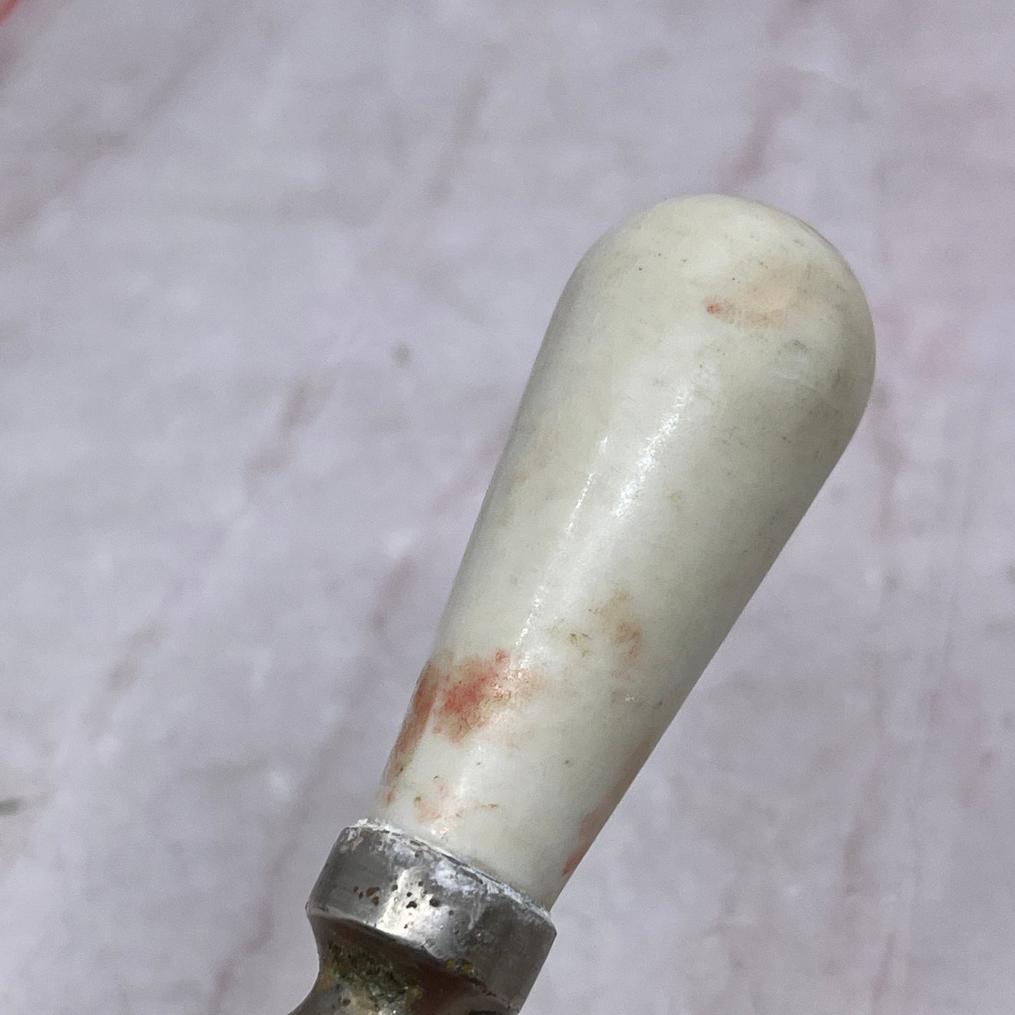 Antique Restoration Porcelain Cold Faucet Handle White Salvage Bathroom SF4