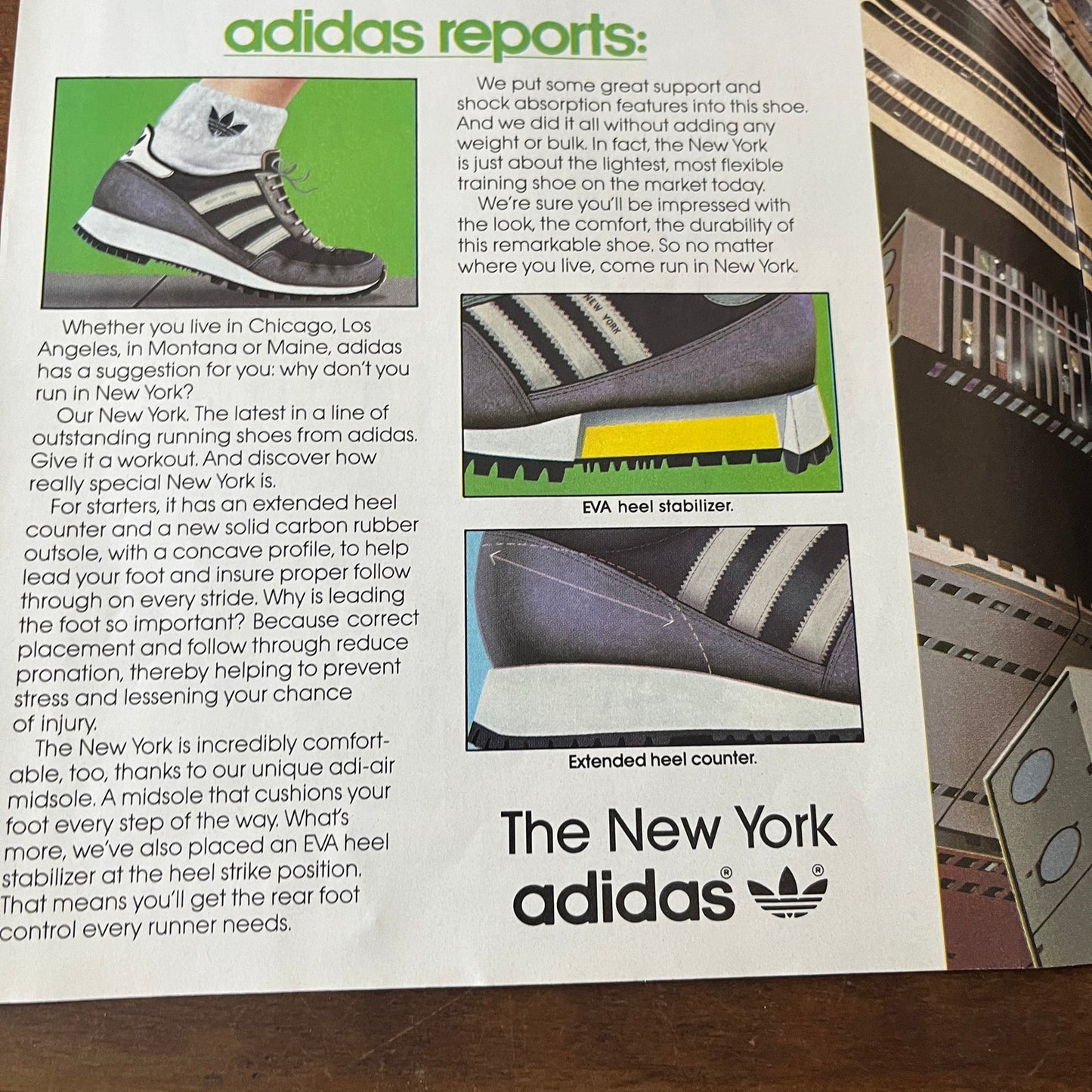 New York Adidas Shoes - Run New York McLoughlin Art 2 Page 8x11" 1983 Ad AF6-16